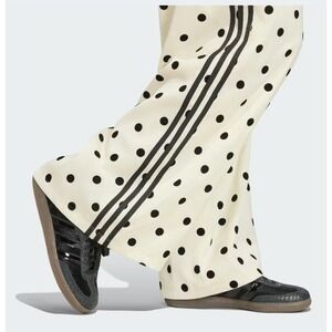 NWT Adidas Satin Polka Dot Wide Leg Pants Size M Trefoil 3 Stripe Track Pants